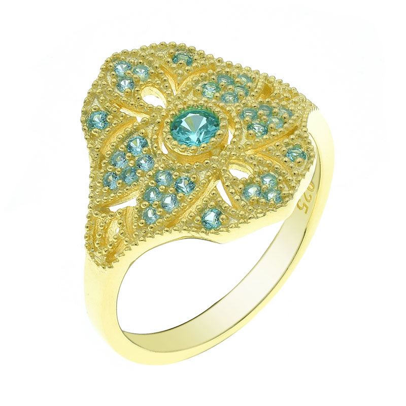 fancy gold plated paraiba ladies ring