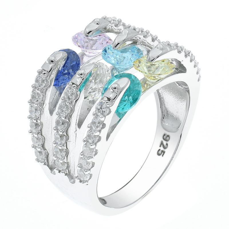 Women Multicolor Stones Jewelry Ring