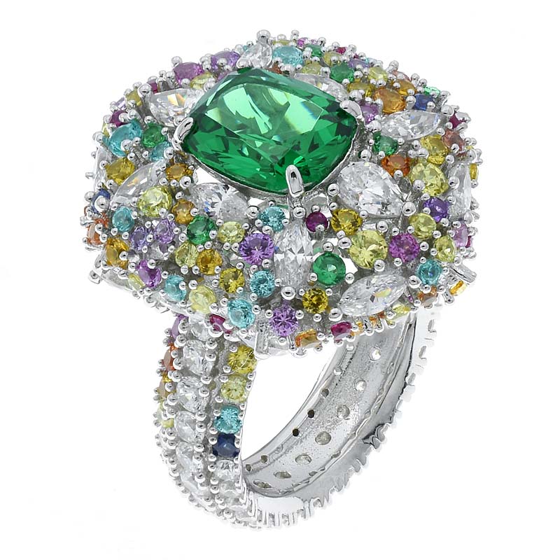 Women Eternity Multicolor Stones Jewelry Ring 