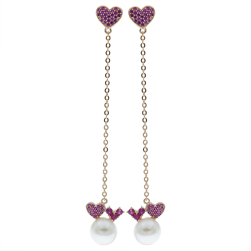 Women Heart Shape Pearl Earrings