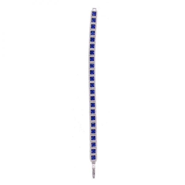 Bracelet suqare nano bleu argent rhodié 