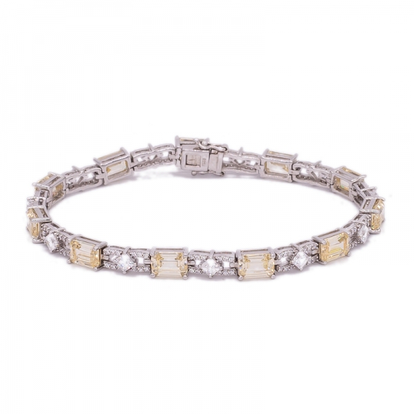 baguette diamant jaune cz bracelet en argent sterling 925 