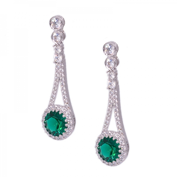 Boucles d'oreilles en argent dames populaires serties de nano vert 