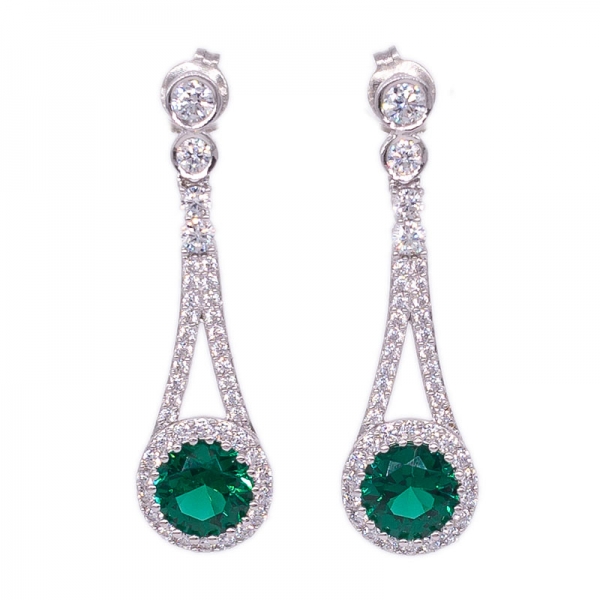 Boucles d'oreilles en argent dames populaires serties de nano vert 