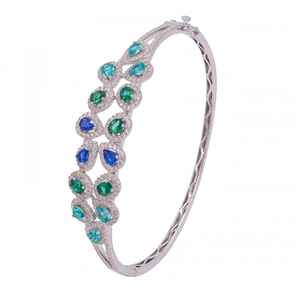 Bracelet en argent rhodié à la mode avec des pierres de couleur assorties parfaites 