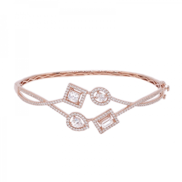 bijoux de bracelet en argent quatre pierres en plaqué or rose 