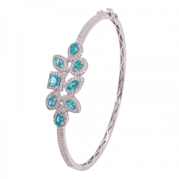 925 rhodium argent paraiba cluster bracelet bijoux 