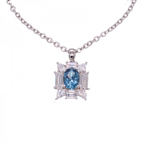 brillant 925 bleu diamant pendentif 