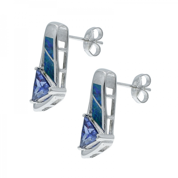 fantaisie opale argent boucles d'oreilles bijoux pour dames 