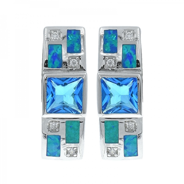 Boucles d'oreilles opale en argent 925 avec des pierres bleu océan 