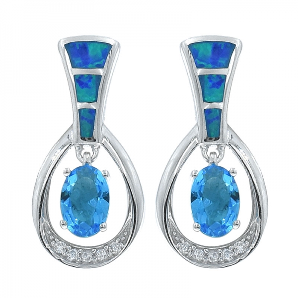 bijoux boucles d'oreilles en opale argent avec des pierres bleus océan captivantes 