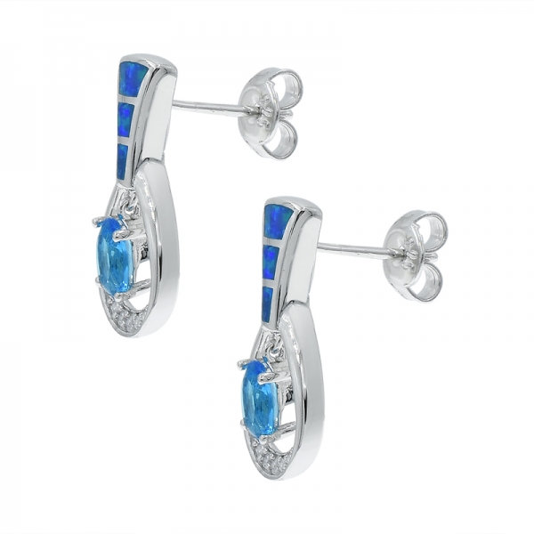 bijoux boucles d'oreilles en opale argent avec des pierres bleus océan captivantes 