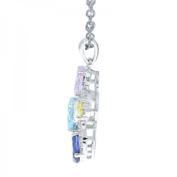 Pendentif floral multicolore en argent sterling 925 