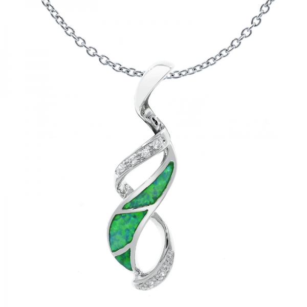 charmant pendentif en argent opale de laboratoire vert 