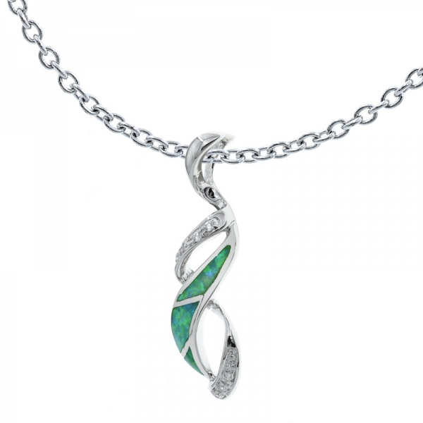 charmant pendentif en argent opale de laboratoire vert 