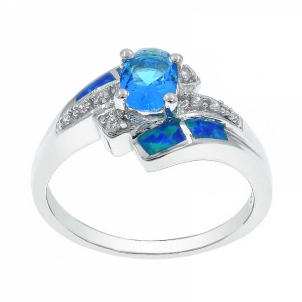 925 Gagnez une bague d'opale pour femme avec des pierres bleues 