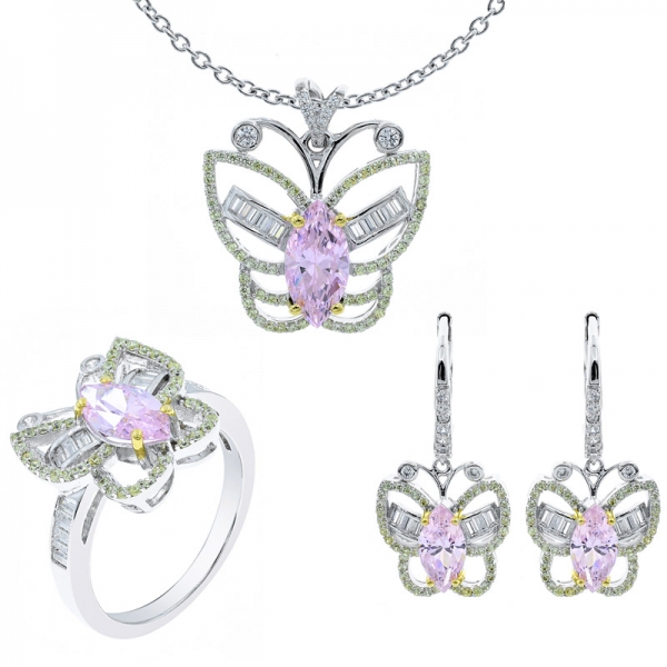 merveilleux papillon argent dames ensemble de bijoux 