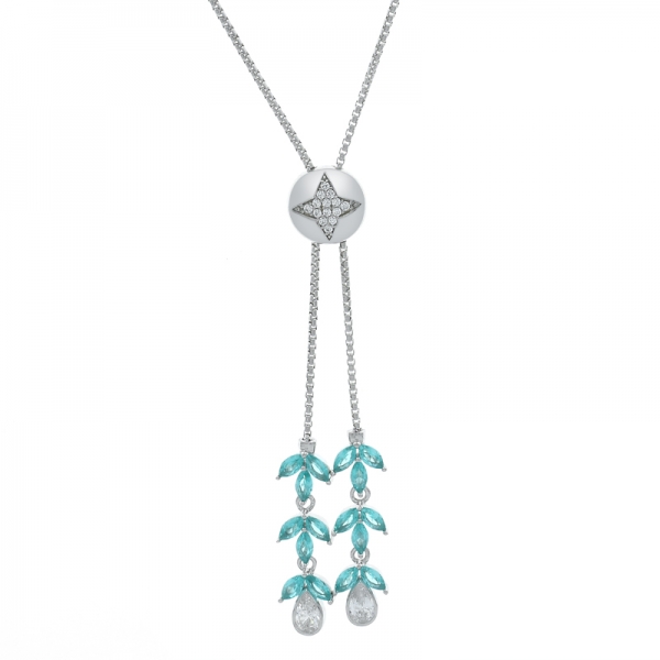 Collier réglable en argent sterling 925 paraiba 