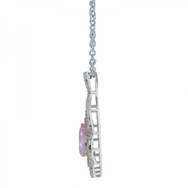 925 femmes précieuses collier avec diamant fantaisie en forme de poire rose cz 