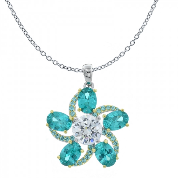 Pendentif floral multicolore en argent sterling 925 