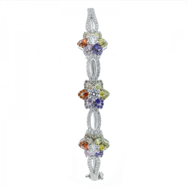 Bracelet à fleurs multicolores en argent sterling 925 