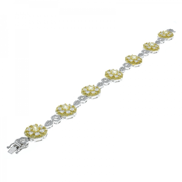 Bracelet floral plaqué or en argent sterling 925 