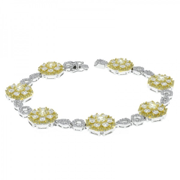 Bracelet floral plaqué or en argent sterling 925 