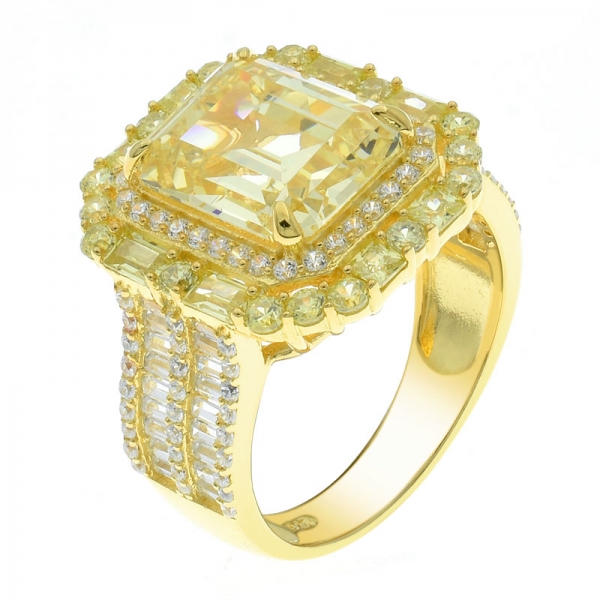somptueuse bague en argent avec diamants jaunes cz pour femmes 