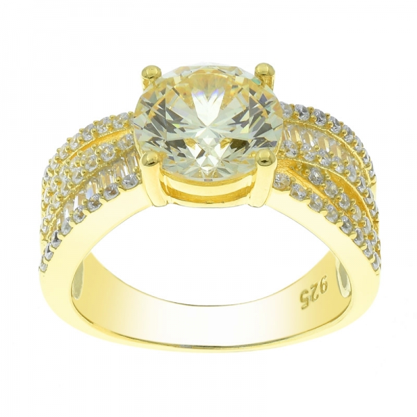 bague fabuleuse en or jaune avec diamant plaqué or jaune 925 