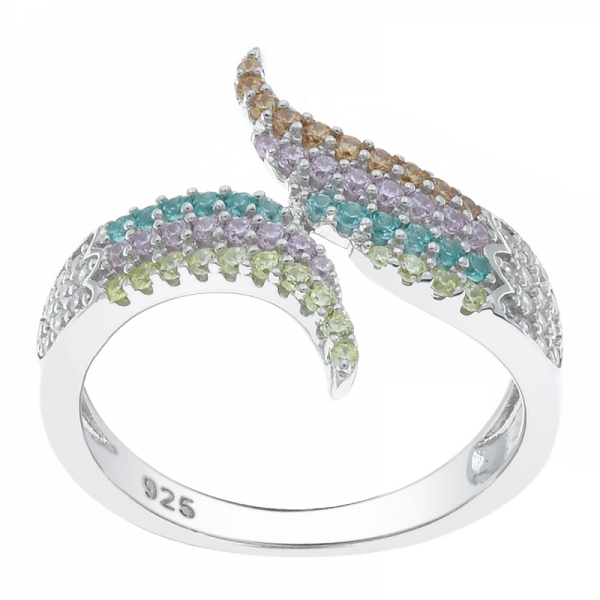 anneau d'aile multicolore en gros d'argent 925 pour dames 