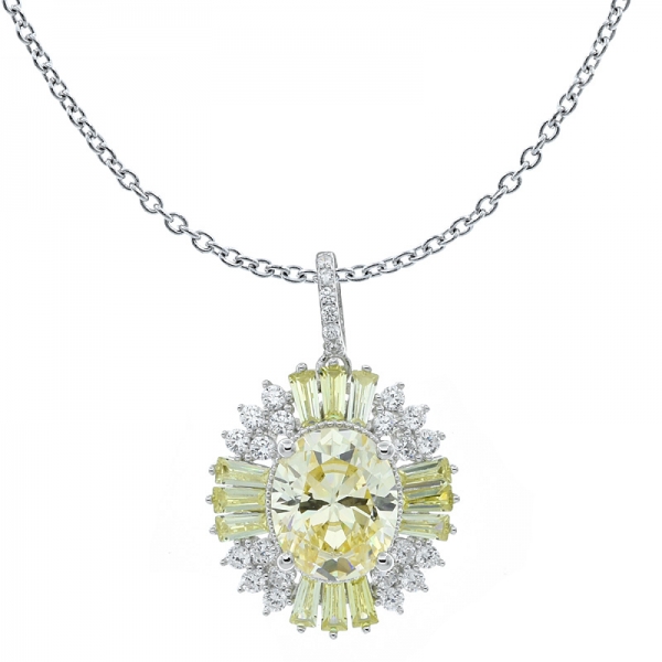 gros pendentif bijoux en argent avec diamant jaune cz 