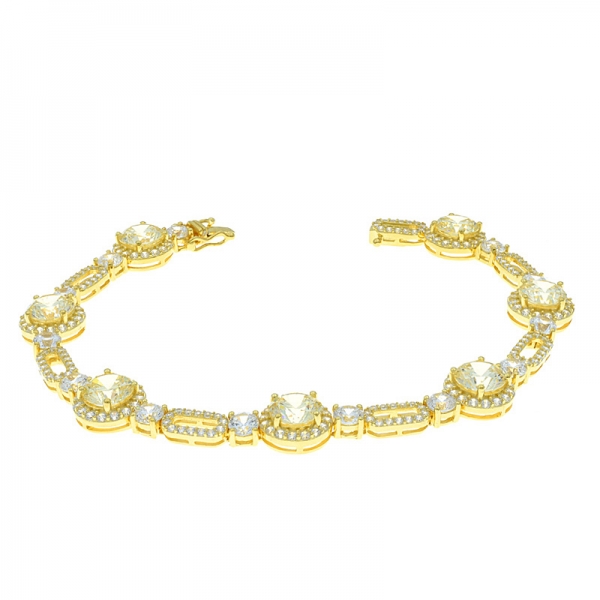 china Bracelet en argent plaqué or avec argent sterling 925 avec diamant jaune cz 