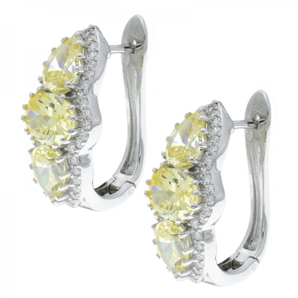 china boucles d'oreilles en argent sterling 925 avec diamant jaune cz 
