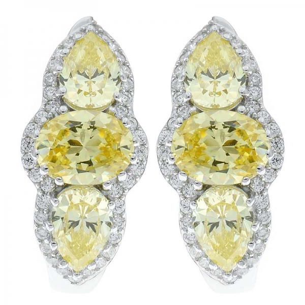 china boucles d'oreilles en argent sterling 925 avec diamant jaune cz 