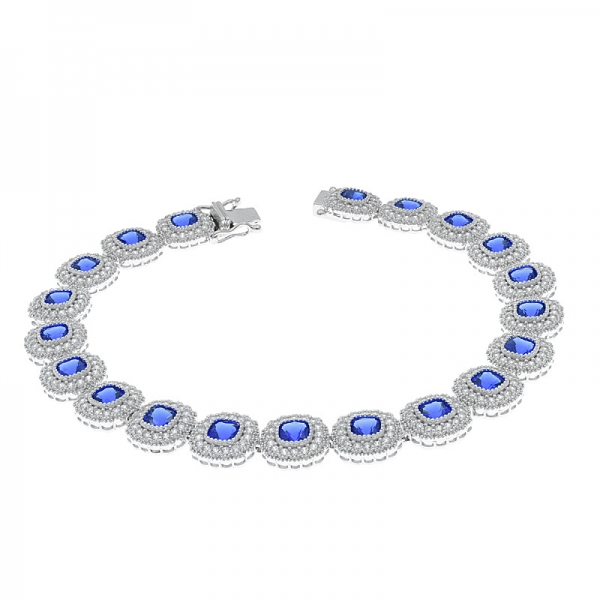 bracelet nano bleu coussin en argent sterling 925 