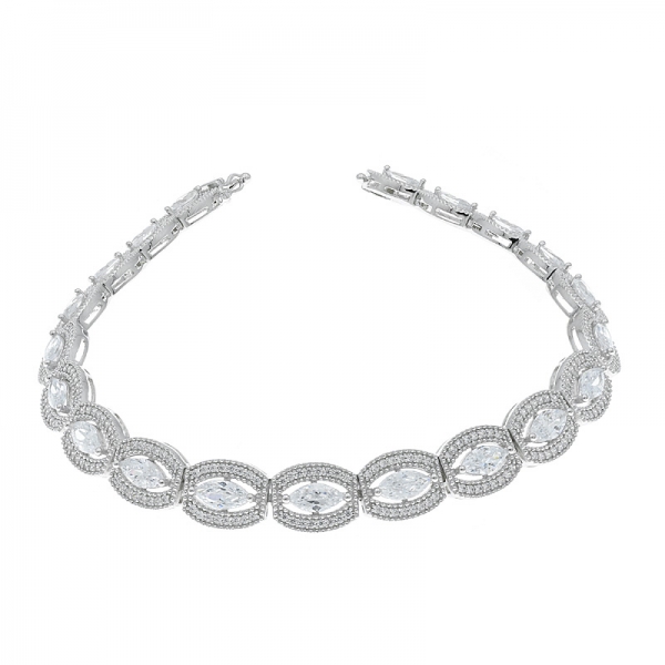 bracelet en argent sterling 925 avec marquise blanche cz 