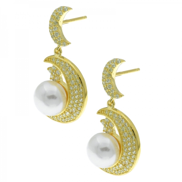 boucles d'oreilles perle croissant de lune en argent sterling 925 