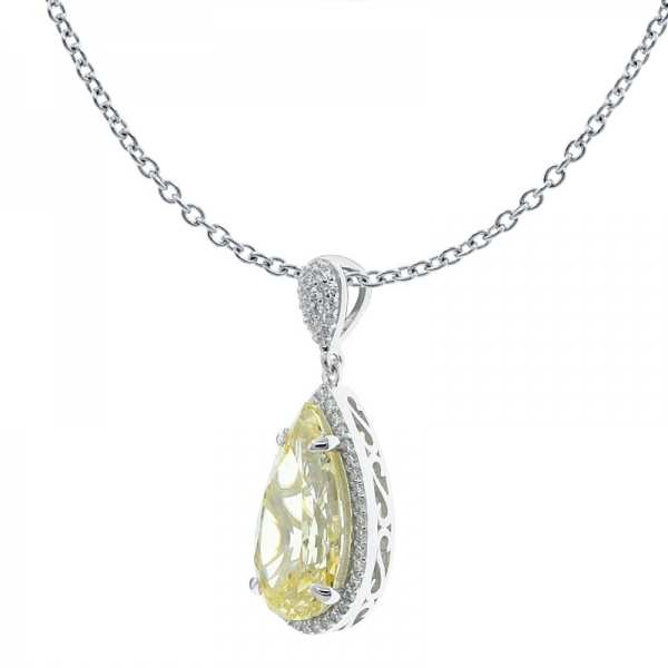 china pendentif en argent sterling 925 en forme de poire diamant jaune 