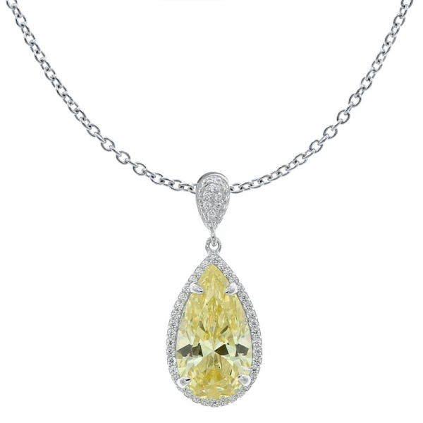 china pendentif en argent sterling 925 en forme de poire diamant jaune 