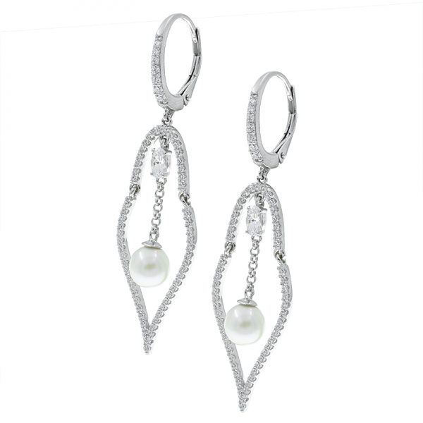 china boucles d'oreilles en argent sterling 925 avec perles claires et pierres claires 