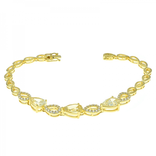 Bracelet en forme de poire en argent 925 avec diamant jaune cz 