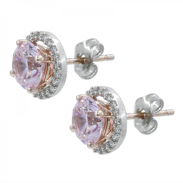Boucles d'oreilles à bijoux en argent sterling 925 avec diamants roses et cz 