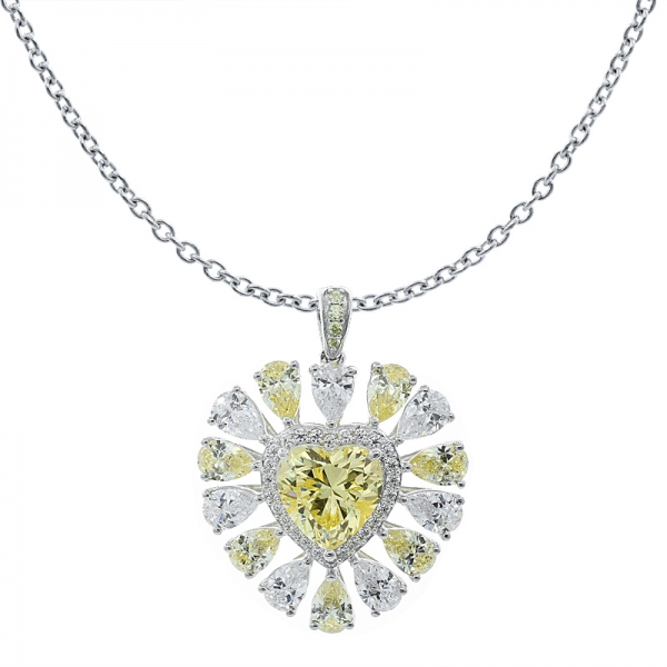 china pendentif en forme de coeur en argent 925 avec diamant jaune cz 