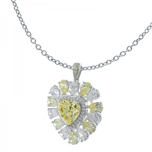 china pendentif en forme de coeur en argent 925 avec diamant jaune cz 