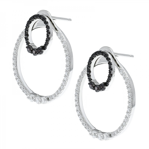 Boucles d'oreilles à la mode à double cerceau Laides en argent sterling 925 