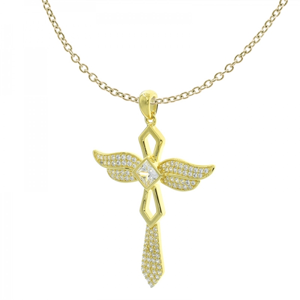 pendentif bijoux ange croix de l'aile d'argent de la mode moderne 925 