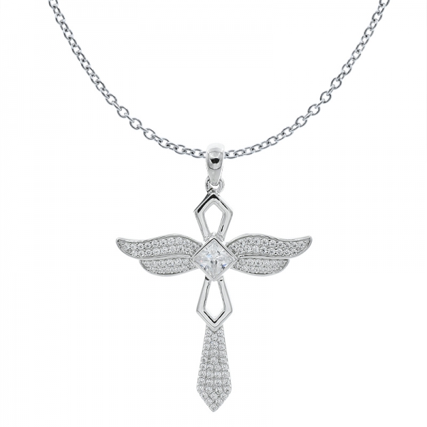 pendentif bijoux ange croix de l'aile d'argent de la mode moderne 925 