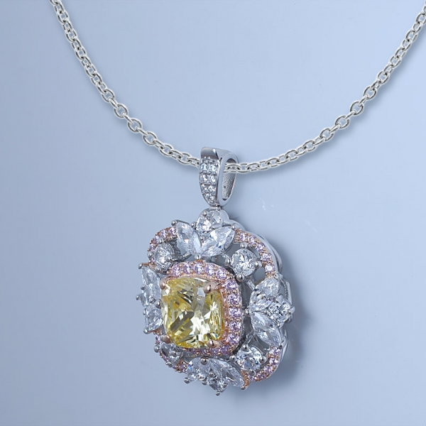 Bijoux de fleurs en argent sterling 925 sertis de diamants jaunes cz 