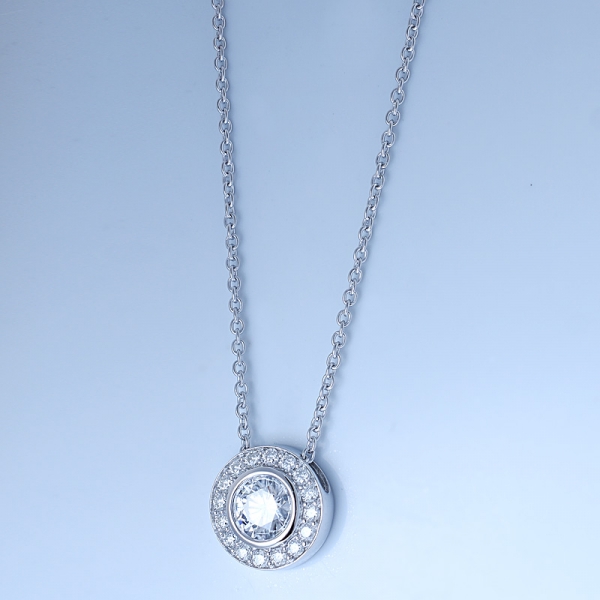 Collier de bijoux de mariée avec halo en argent sterling 925 