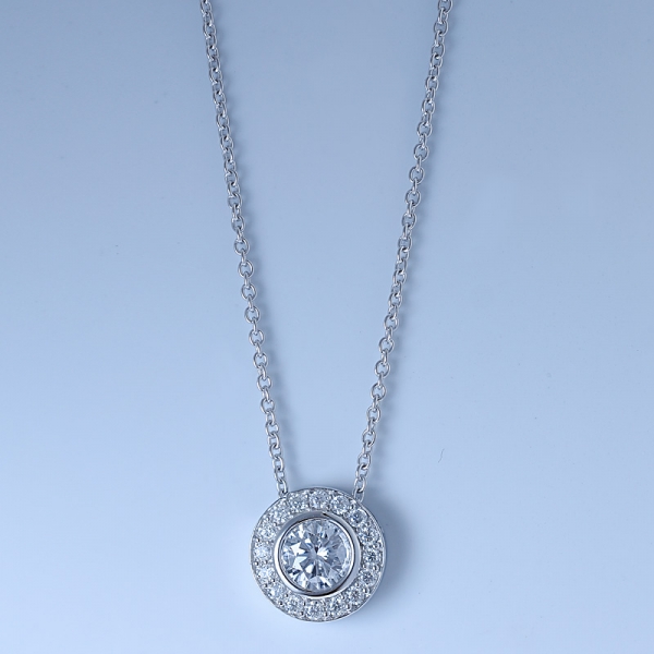 Collier de bijoux de mariée avec halo en argent sterling 925 